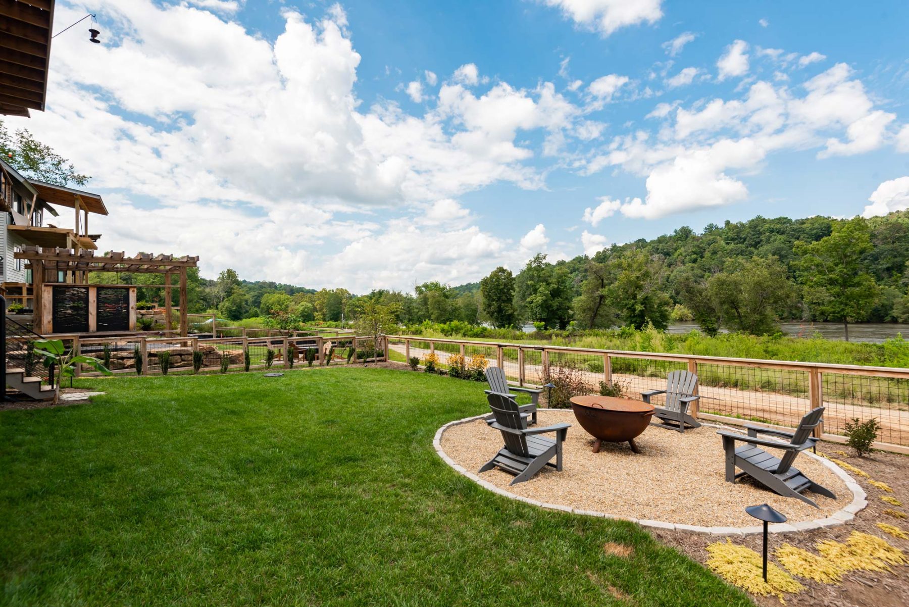 Olivette Custom Home Builder outdoor firepit by Osada Construction