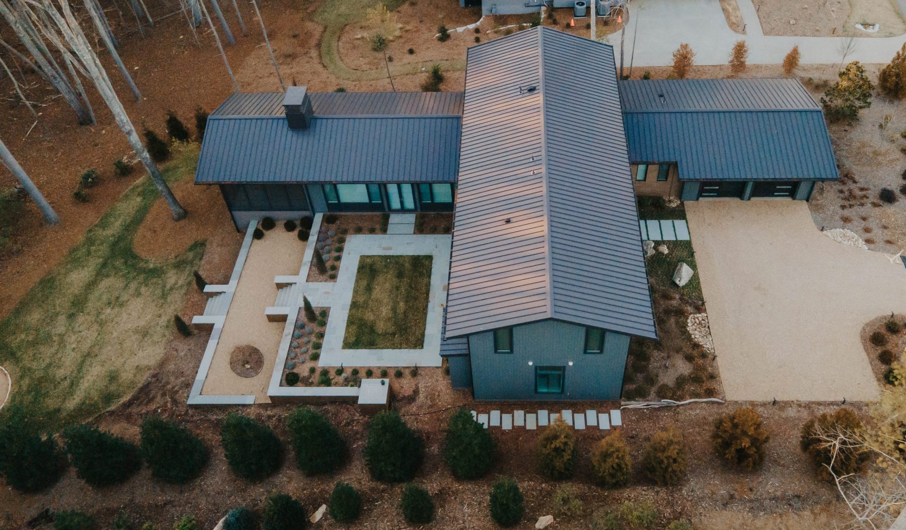 curated custom home the ramble aerial