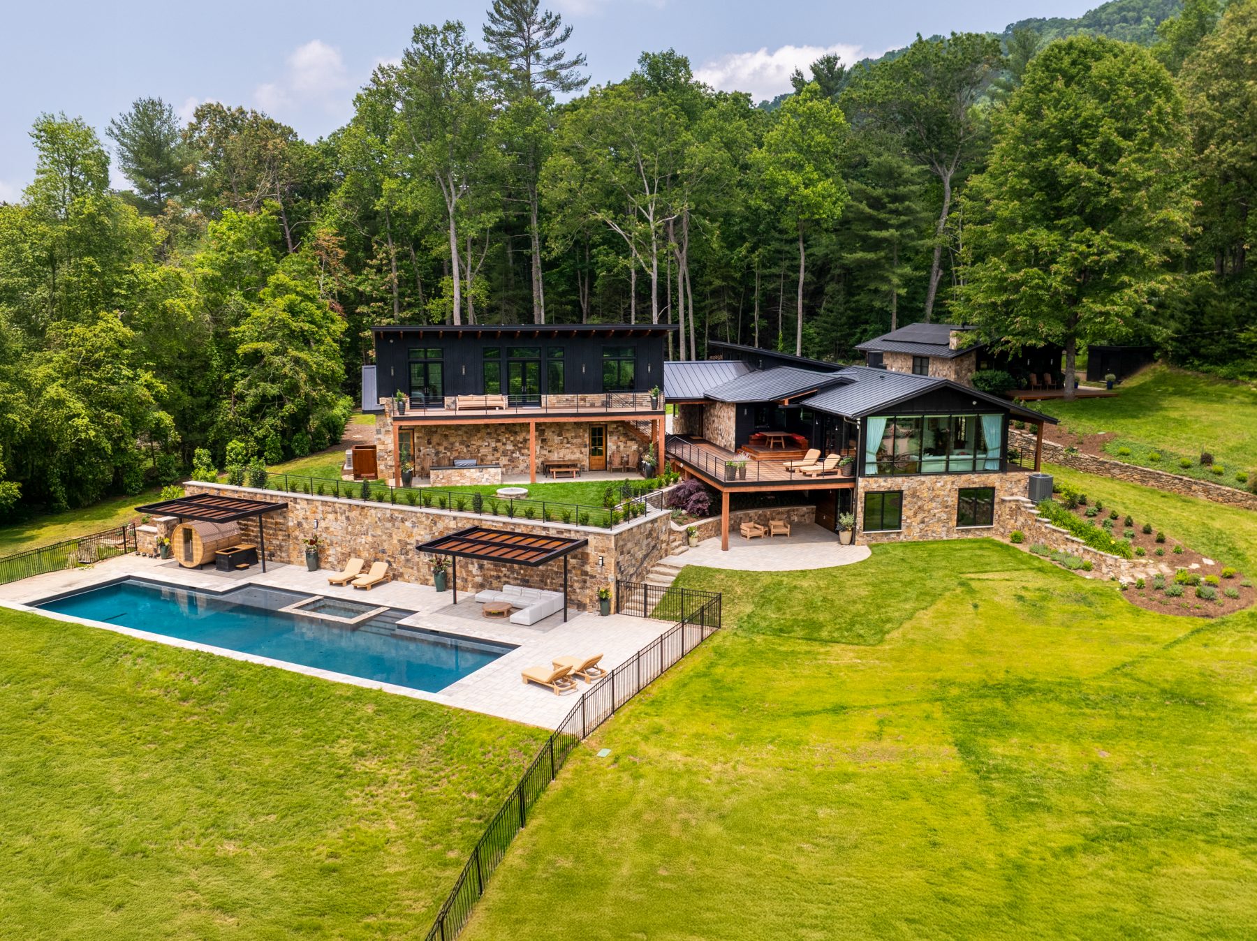 rolling hills exterior with pool